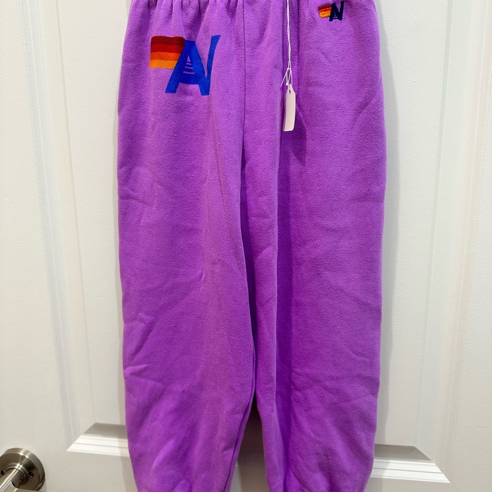 Purple Kids Joggers with Rainbow Detail